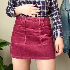 Burgundy Corduroy Mini Skirt